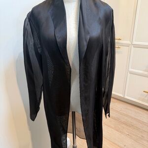 Lafayette New York 148 Black Sheer Cardigan Duster Size 10